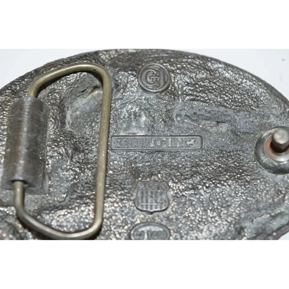 Vtg Steam Engine Train‎ American 440 Railroad C+J Pewter Belt Buckle Western